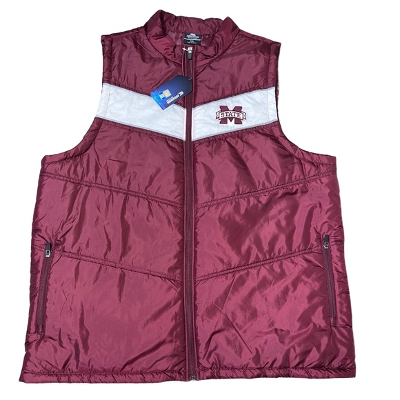 NWT Colosseum Maroon Quilted Sleeveless Zipper Vest Mississippi State XXL - Picture 1 of 10